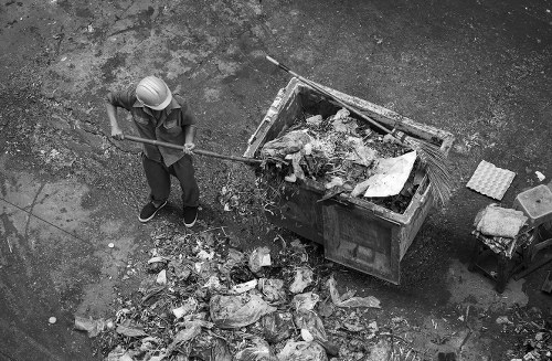 Professional waste removal team managing demolition debris