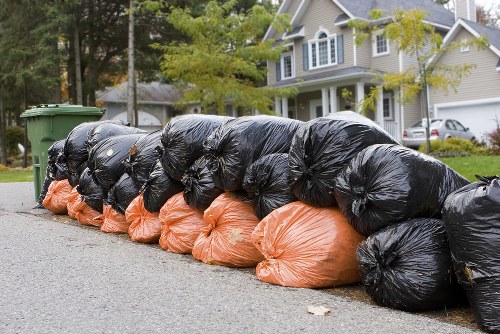 Professional waste removal team at a construction site