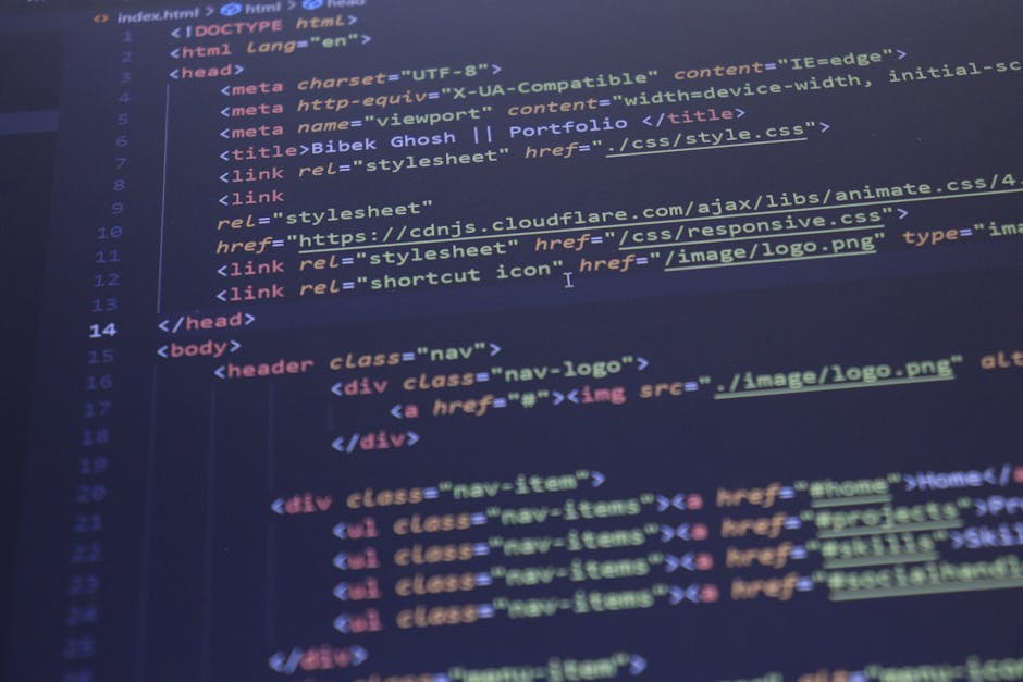 A close-up view of a computer screen displaying a colorful, blurred code editor with lines of programming syntax. The code includes various keywords, functions, variables, and symbols highlighted in d